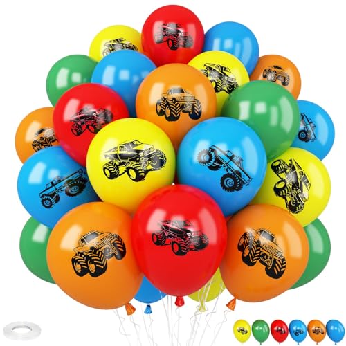 Image of Truck Balloons 30 Pcs 12inch Red Yellow Orange Green Latex Balloon