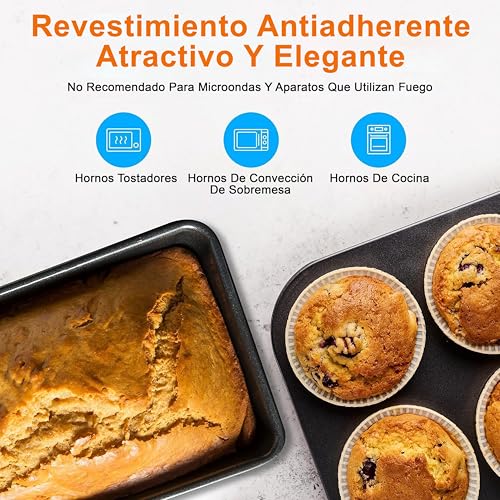 Baking set antiadherente Nutrichef moldes apilables libres de PFOA para repostería 7