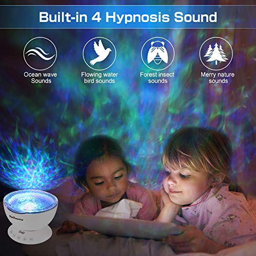 Ocean Wave Projector,Delicacy 12 LED Remote Control Undersea Lamp 7 Color Changing Music Player Night Light Projector for Kids Adults Bedroom Living Room Decoration - Thumbnail 6