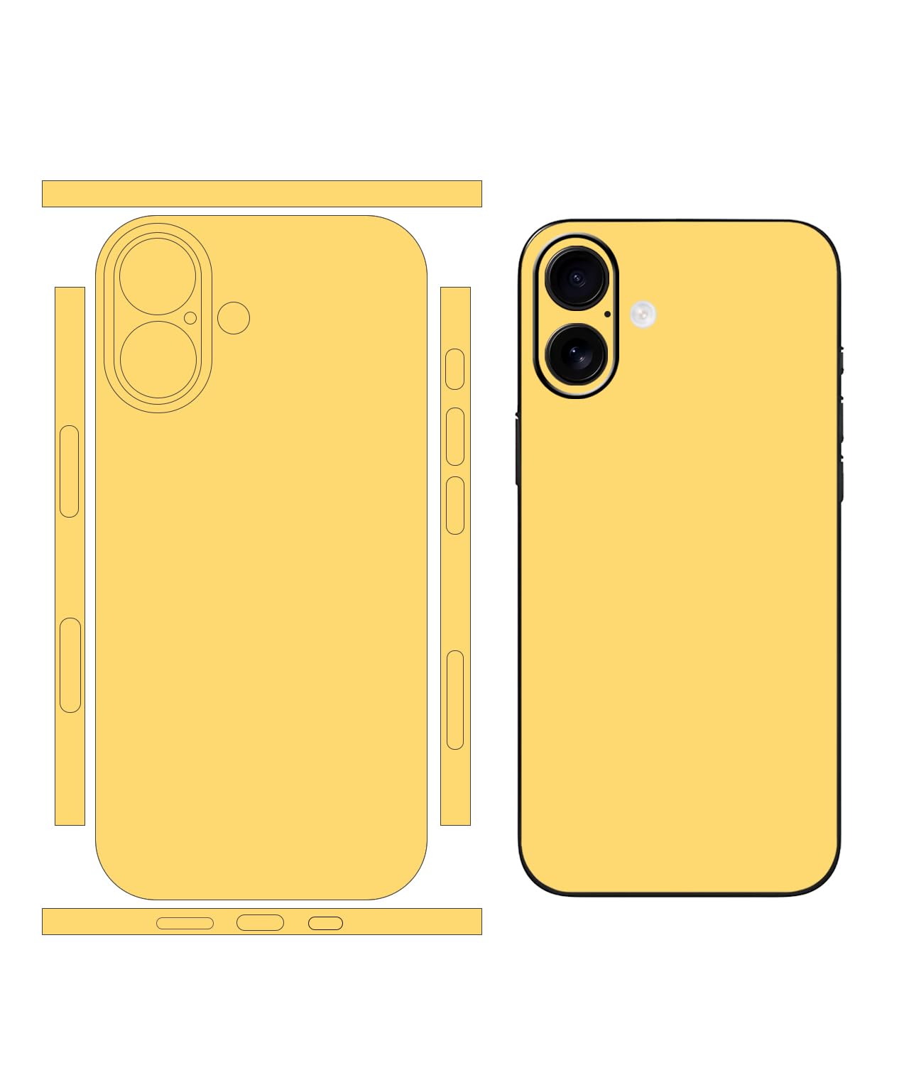 Protection en vinyle jaune haute précision sur mesure pour iPhone 16 - 8