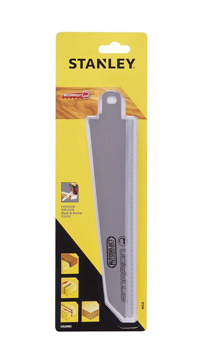 BLACK+DECKER Scie à main filaire - 3 lames - RS890K-QS + STANLEY - Lame de scie HCS Autoselect Scorpion - STA29962-XJ