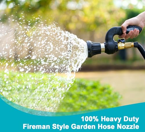ESOW High Pressure Fireman Style Hose Nozzle, Heavy Duty Fire Hose Sprayer Nozzle with Ergonomic Independent Grip Design, Adjustable Water Flow for Showering Pet, Washing Car, Cleaning — view 2
