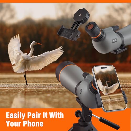Three Triping Spotting Scope 25-75x85, Dual Focusing Spotting Scope with Tripod, BAK4 Prism, FMC, Spotter Scope for targeting, Bird Watching, Wildlife, with Phone Adapter, Carrying Case