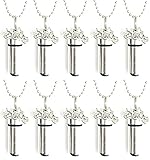 Set of 10 Silver Motorcycle CREMATION URN Necklaces - Custom Engravable - Complete with Individual Velvet Pouches, 24' Steel Ball-Chains & Disposable Fill Kit