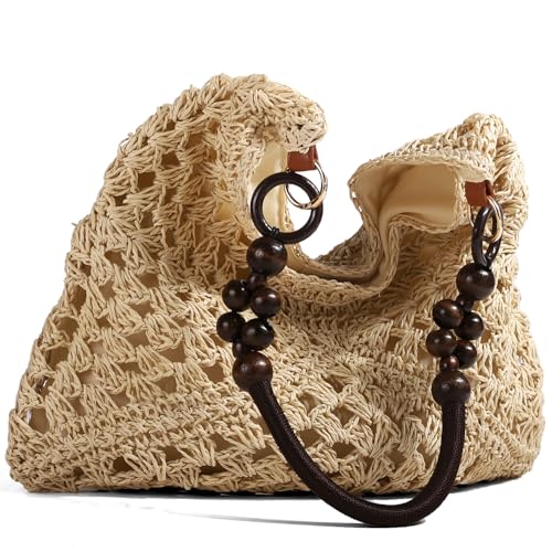 Bolso tejido crochet bohemio para mujer blanco miniatura 1