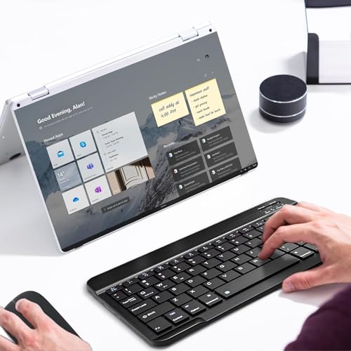 Image of Rechargeable Bluetooth Keyboard & Mouse Combo, 3 DPI Upto 1200 DPI, 78 Keys Anti Slip Back, Ultra Thin Design for Tablet, Laptop, Mobile, 10m Working Distance, Scissor Footed (Black)