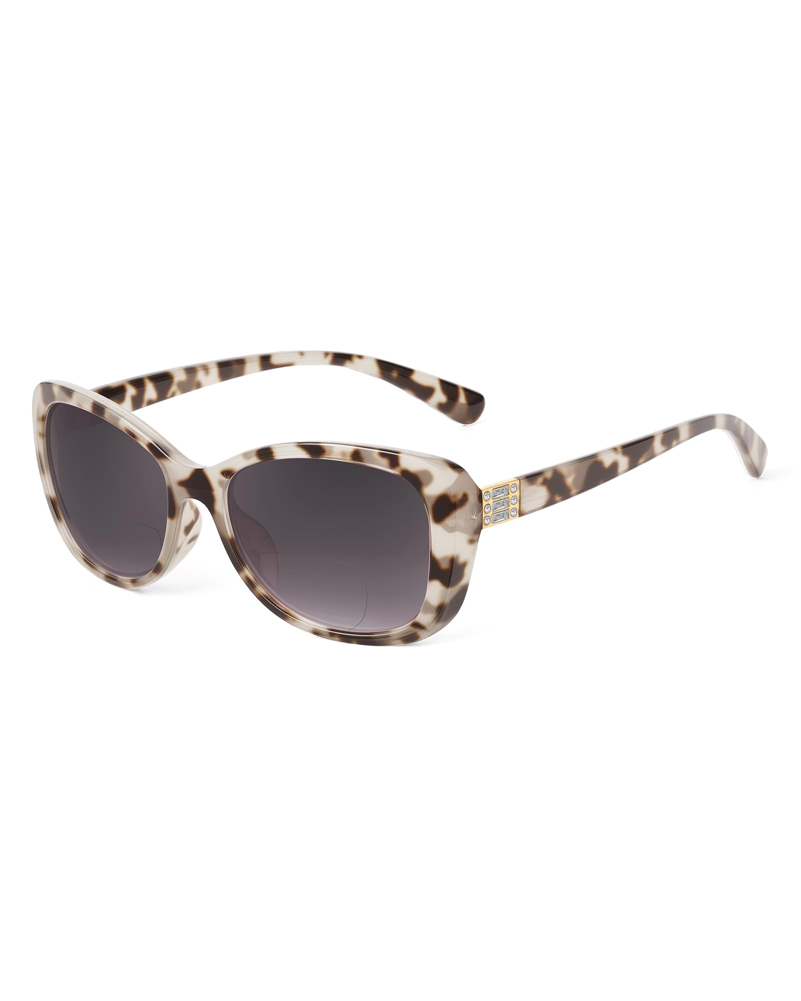 JM Women's Bifocal Reading Sunglasses, Vintage Reader Glasses Outdoor Sun Readers Grey Tortoise +2.25