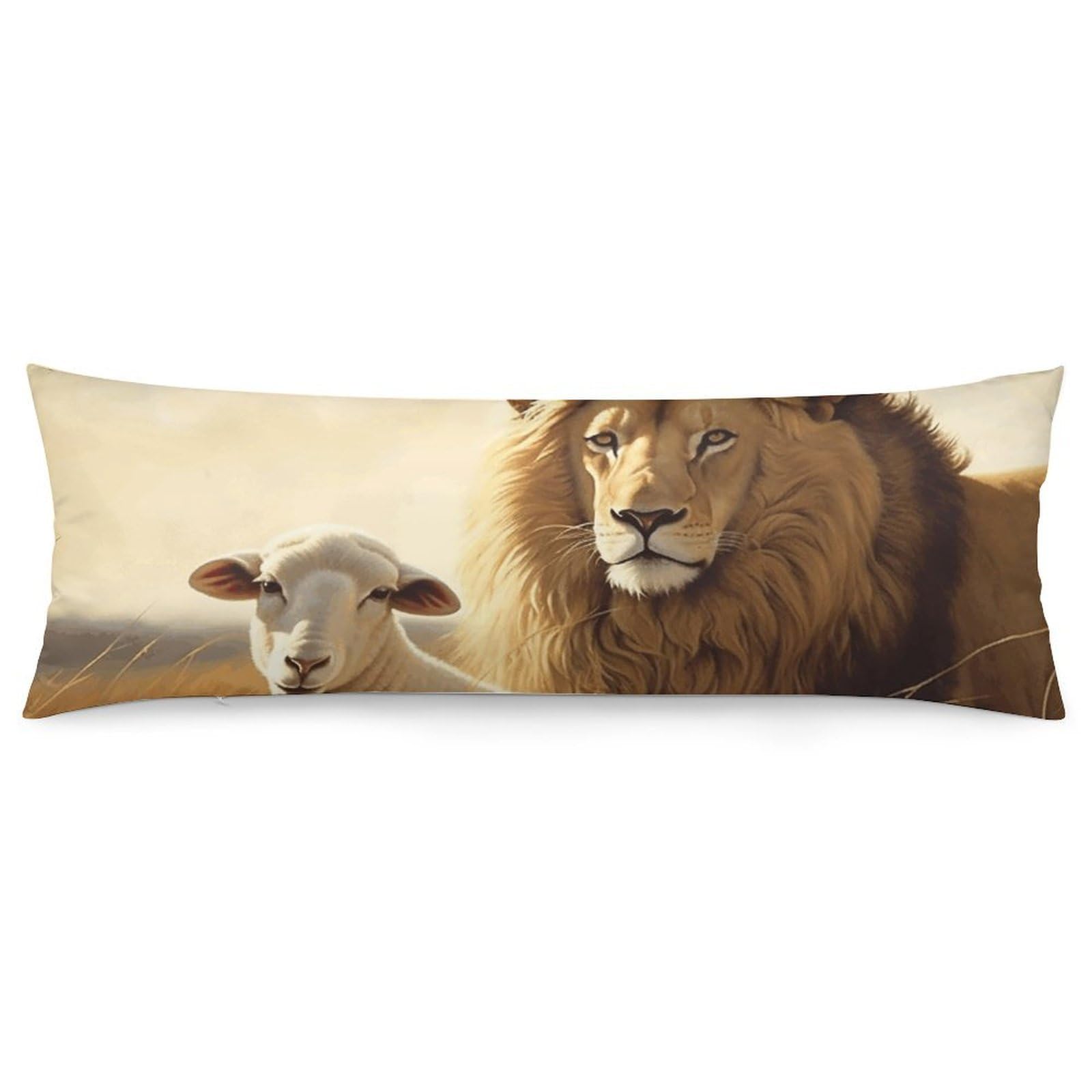 2 Pack Pillow Cases for Hair and Skin, Soft Breathable Pillow Case Covers with Hidden Zipper, Lion Sheep Pillowcase 20"x54" Pillow Covers for Sleeping Gift