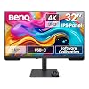 BenQ PV3200U 32 4K UHD Monitor for Video Editing, 95% DCI-P3, 100% Rec.709/sRGB, 2.1ch Speakers, 65W USB-C, Mac Compatible, Factory-Calibrated, Software Calibration, Ergonomic Stand