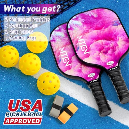 Image of MTEN Pickleball Paddles Set of 2 /4 /1, USAPA Approved Fiberglass Rackets