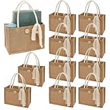 6 bolsas de yute 23 x 11 x 16 cm, bolsas de regalo de yute con lazo, impermeables, reutilizables, para damas de honor, bolsas de regalo, bolsas de la compra, bolsas de aperitivos, 12 unidades