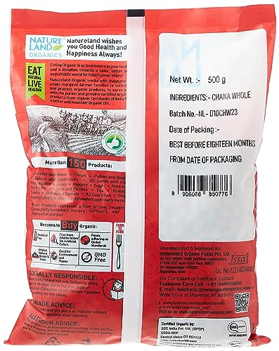 Image of Natureland Organics Chana whole 500 Gm - Organic Healthy Pulses (Pack of 2)
