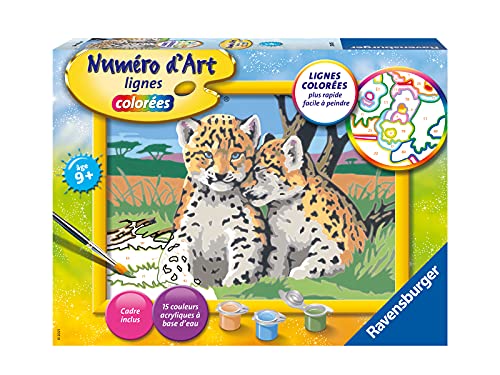 Ravensburger – Numéro d’Art moyen format – Petits léopards – Loisir créatif – Kit de peinture par numéros – Activité détente et créative – Dès 9 ans – 29047 – Version française