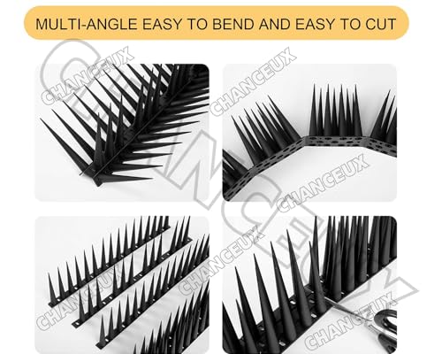 Image of CHANCEUX Anti Bird Plastic Spikes Black (5 pcs Set) for AC Balconies Window Home Protection from Pigeon Dog Monkey Crow Kabootar -Area Covers 5 FT - kabutar Control Scare Repellent Balcony Railing