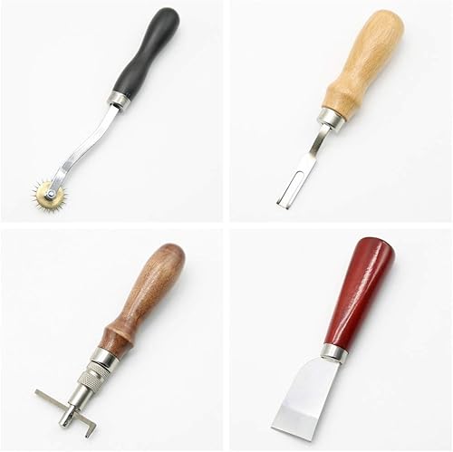 Miniatura 7 de Kit de herramientas de punzón de artesanía de cuero, costura tallado trabajo costura silla de montar Groover 18