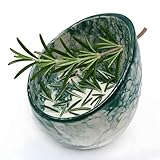 MGMGART Pottery Herb Stripper Bowl Handmade Green Glazed Ceramic Kitchen Gadget with Four Sizes Holes for Rosemary Parsley Basil Kale Detach Leaves from Stem