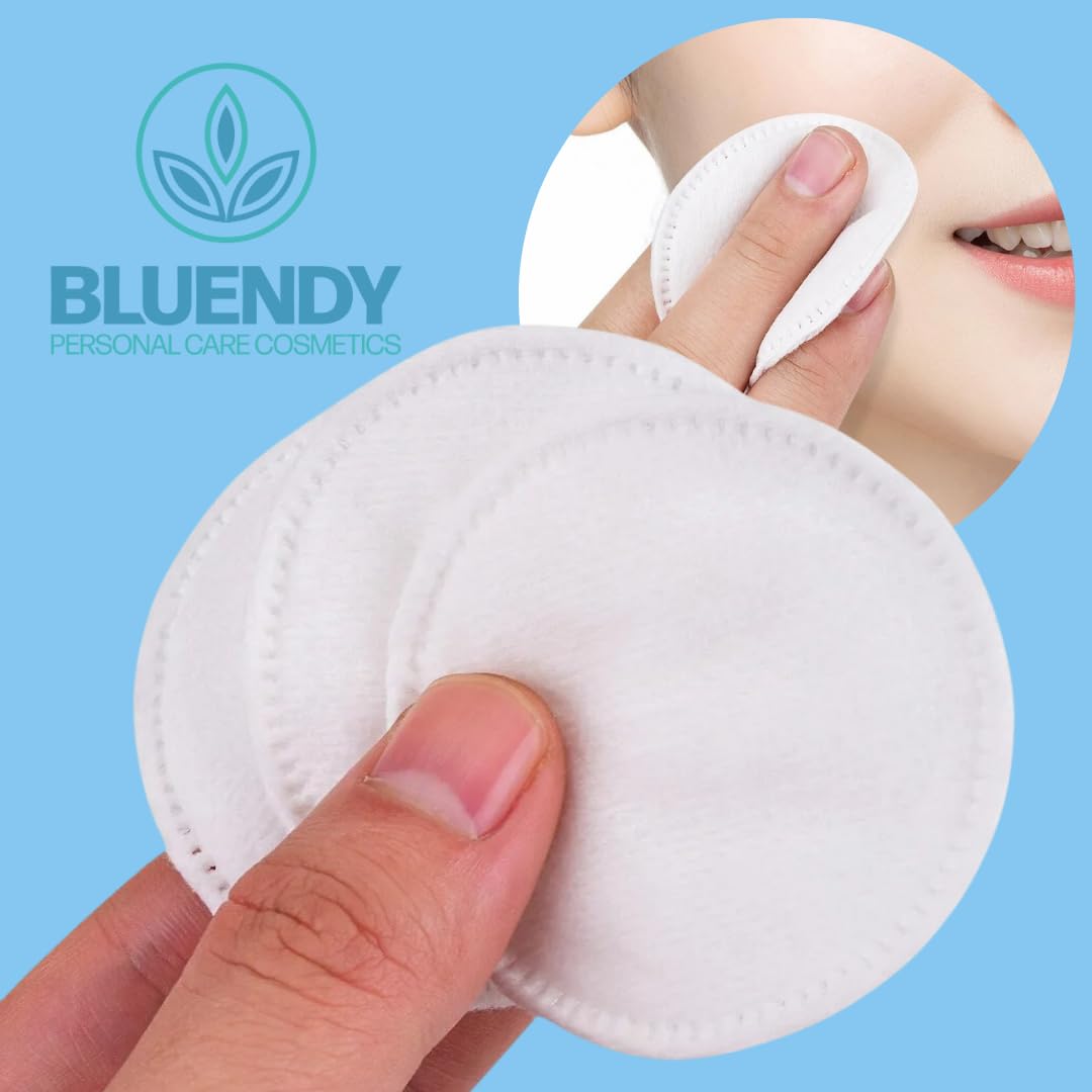 BLUENDY 200 Adet Yuvarlak Makyaj Temizleme Pamuğu -%100 Saf Premium Kalite Disk Pamuk, Fondöten ve Makyaj Çıkarma Pedi, Tüy Bırakmaz, Yumuşak ve Taşınabilir (M, Adet, 200)