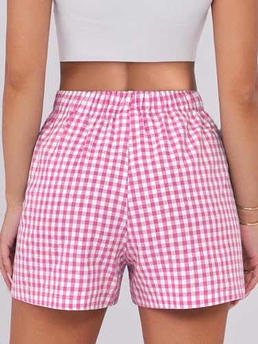 Image of ANRABESS Boxer Shorts for Women Gingham Pajama 2026 Summer Casual Lounge Sleep Plaid Shorts Y2K Beach Bottoms