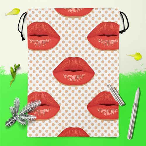 Image of ArtzFolio Red Lips | Reusable Sack Bag | Bag for Gym, Storage, Vegetable & Travel