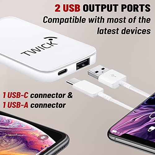 TWICK 20W Ultra Slim USB-C PD & USB QC 3.0 Fast Charger Folding UK Plug | USB Type C & USB Travel Adapter | iPhone 14/13/12/11/X/8 iPad | Samsung Galaxy Z/S22/S21/20/10/Note 20/10/Ultra+ (White 20W)