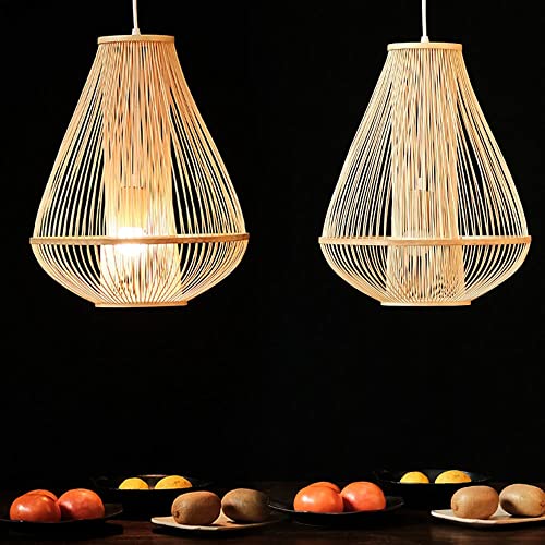 Lanterne en osier naturel et rotin avec support de lampe E27 pour plafond