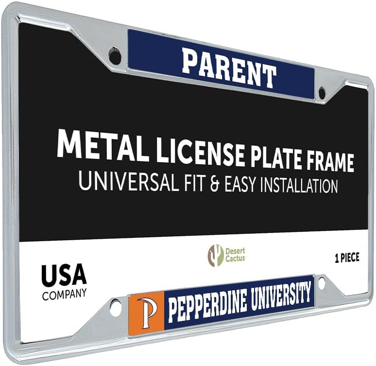 Desert Cactus Pepperdine University Car Accessories Waves Metal License Plate Frame and Tag Holder for Front or Rear of Car (Parent)