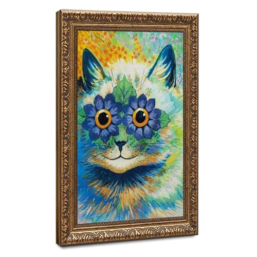 Art psychédélique sur toile Louis Wain : tableau chat vintage et peinture murale
