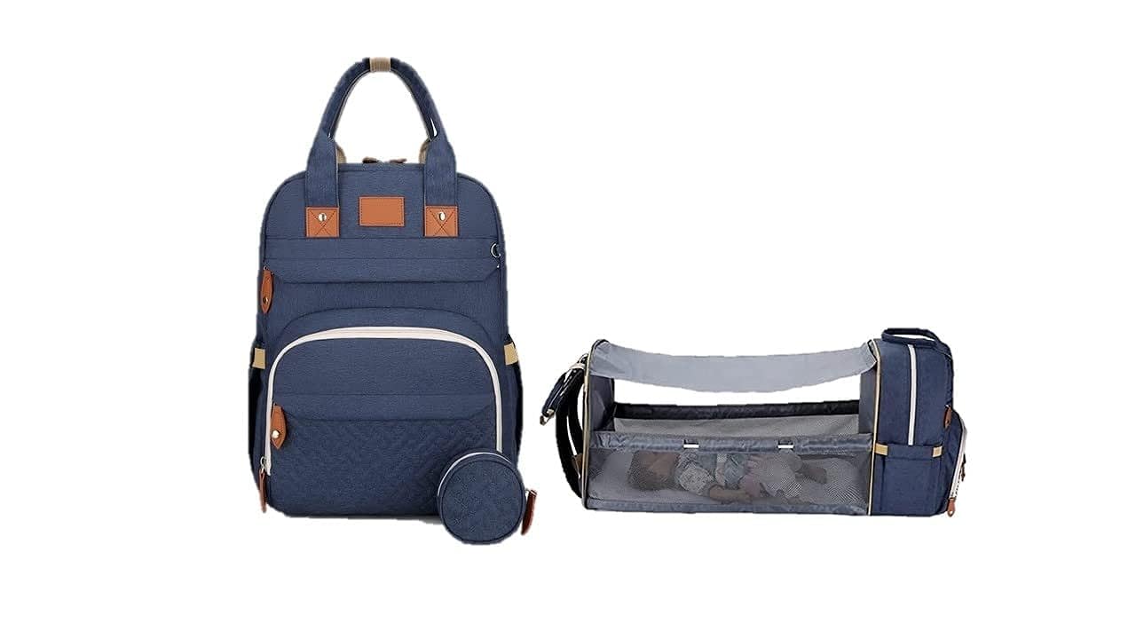 TRUE HUMAN Multipurpose withDiaper Bag Backpack | Foldable Mummy Bag | bagpack with Bassinet, Folding Crib, Travel, Foldable 900D, Waterproof, Washable Crib, Infant Sleeper Nest-image-37