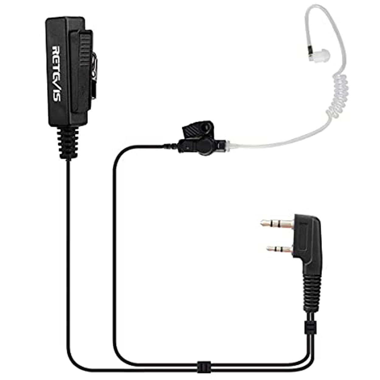 Retevis Walkie Talkie Earpiece with Mic, Big PTT Headset with Long Wire, 2 Pin, for RT22 RT68 RT21 H-777 RT86, Compatible with Pxton Baofeng BF-888S