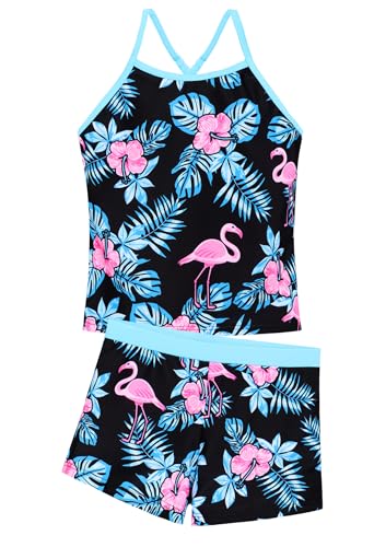 Image of Akokvlar Girls Two Piece Bathing Suit Swimsuit Tankini Swimwear with Boyshort
