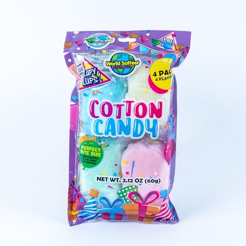 Lupy Lups Cotton Candy Party Pack of Assorted Flavors 4 Individually Wrapped 2.12oz Servings