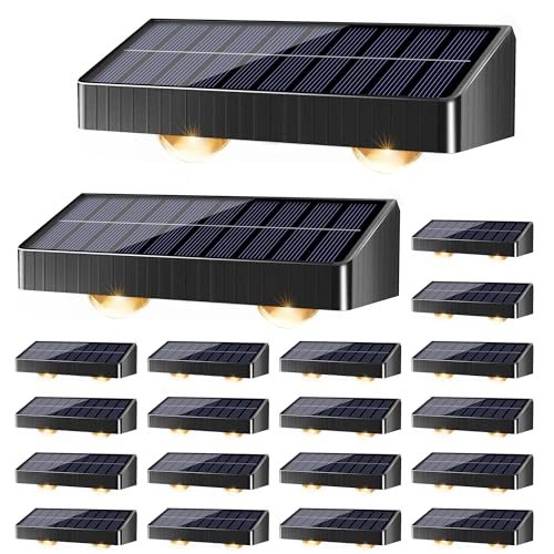 Image of Brizled Solar Fence Lights, 20 Pack 3 Colors 6 Modes 250ml Outdoor Fence Solar Lights, IP65 Waterproof Outdoor Wall Light Landscape Lighting for Backyard Garden Patio Deck Railing Poolside