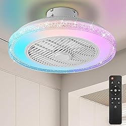 Lampara Ventilador Sin Aspas LMiSQ Ventilador de Techo Moderno, con Luz, Control Remoto, 50CM, 72W, Ventilador Silencioso Regulable 12 RGB Colores Modo 3 Velocidades , Sin Aspas