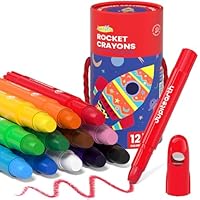 JUPITEARTH 12 Colours Twistable Rocket Crayons for Toddlers Aged 1–3,Non-Toxic Washable Crayons for Children 4–8 with Storage Tub–Smooth,Easy-Grip Art Supplies,Perfect Colouring Gift for Boys&Girls
