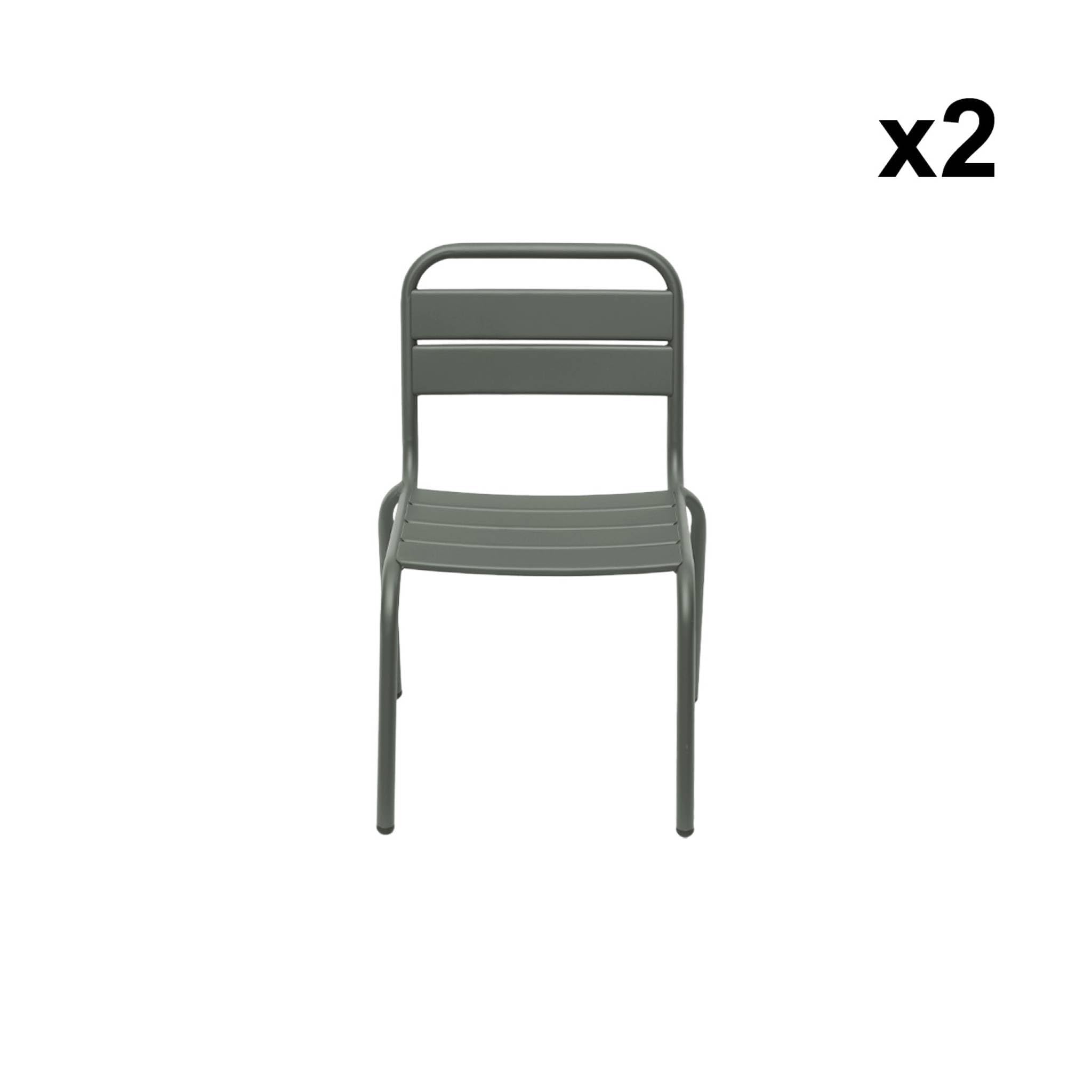 sweeek - Lot de 2 chaises en métal kaki pour enfant. salon de jardin enfant