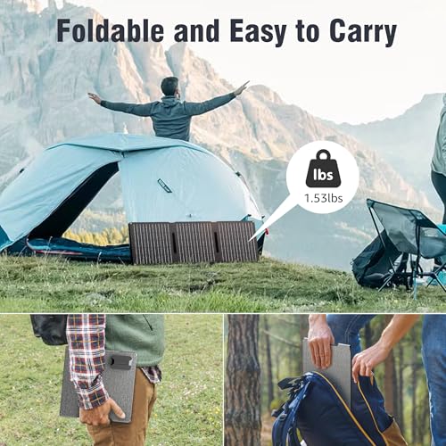 Image of Portable Solar Panel Charger 30W, Foldable Solar Panel Kit with DC /USB C /USB A Output for Power Bank Station Phone Tablet, High Efficiency Waterproof Solar Panel for Camping RV Van Backpacking