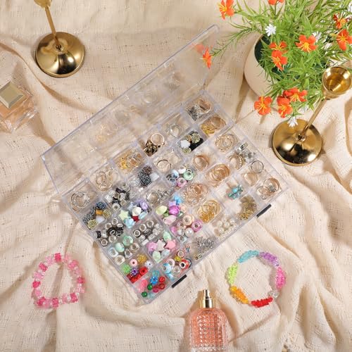 Image of 3 Pack 36 Grids Clear Plastic Bead Organizer Storage Box Container | Clear Beads Storage Organizers, Craft Jewelry Small Beads Containers for Organizing Collection Jewelry Making