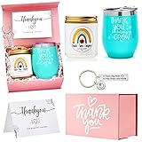 Little Mindings End of Year Teacher Christmas Gifts | Teachers Appreciation Gift Sets | Teacher Gifts Set for Women: 12oz Tumbler, Thank You Candle, Keychain, Thank You Teacher Card
