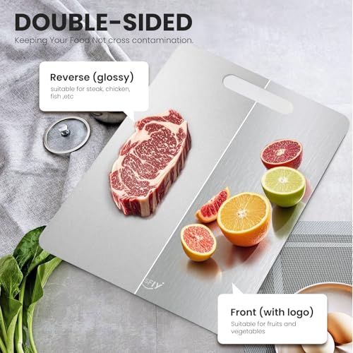 Image of 3 Pack Titanium Cutting Board-100% Pure Titanium Cutting Boards For Kitche,Easy to clean,Double-sided food-grade Cutting Board For Cutting Meats, Fruits And Vegetables,PW3