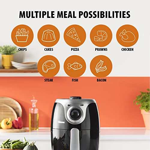 Tristar FR-6980BS Air Fryer, 2 L, 1000 W, Compact Design, Adjustable Thermostat, Timer, Black