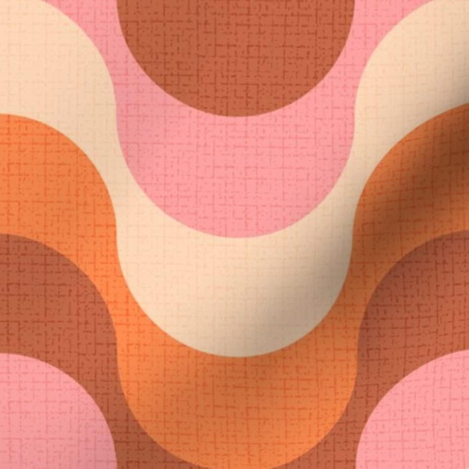 Miniatura 6 de Spoonflower Tela  Onda vintage retro espiral naranja rosa geométrico impreso en pétalo, tela de algodón distintiva cuarto gordo  costura acolchado
