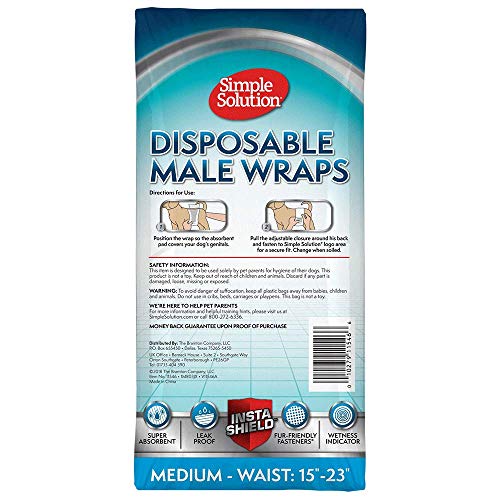 Simple Solution Disposable Dog Diapers For Male Dogs | Male Wraps With Super Absorbent Leak-Proof Fit | Excitable Urination, Incontinence, Or Male Marking | Medium | 30 Count #TOP6