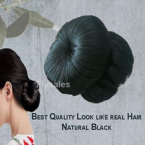 Image of Artificial Juda Hair Bun with Clutcher Hair Accessories Hair Extension and Hair Wigs Hair Juda for Women and Girls, Natural Black (Black)