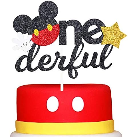Glitter Mickey Inspired Onederful First Birthday Cake Topper- Mickey One Birthday Cake Topper Decor Boy Party Supplies Cover