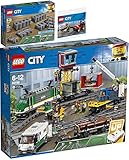 LEGO 60205 - Rieles BRICKCOMPLETE Lego City - Juego de 3 trenes de mercancías 60198, rieles 60205 y cochecito de bomberos 30361