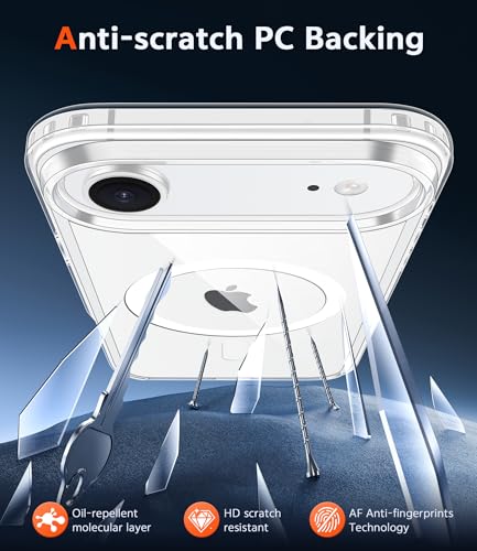 Image of FNTCASE for iPhone Air Case Clear: Magnetic Phone Cases with Screen Protector Drop Proof Compatible with Magsafe Slim Anti Yellowing Rugged Protective Transparent Cell Phone Cover (A-Clear)