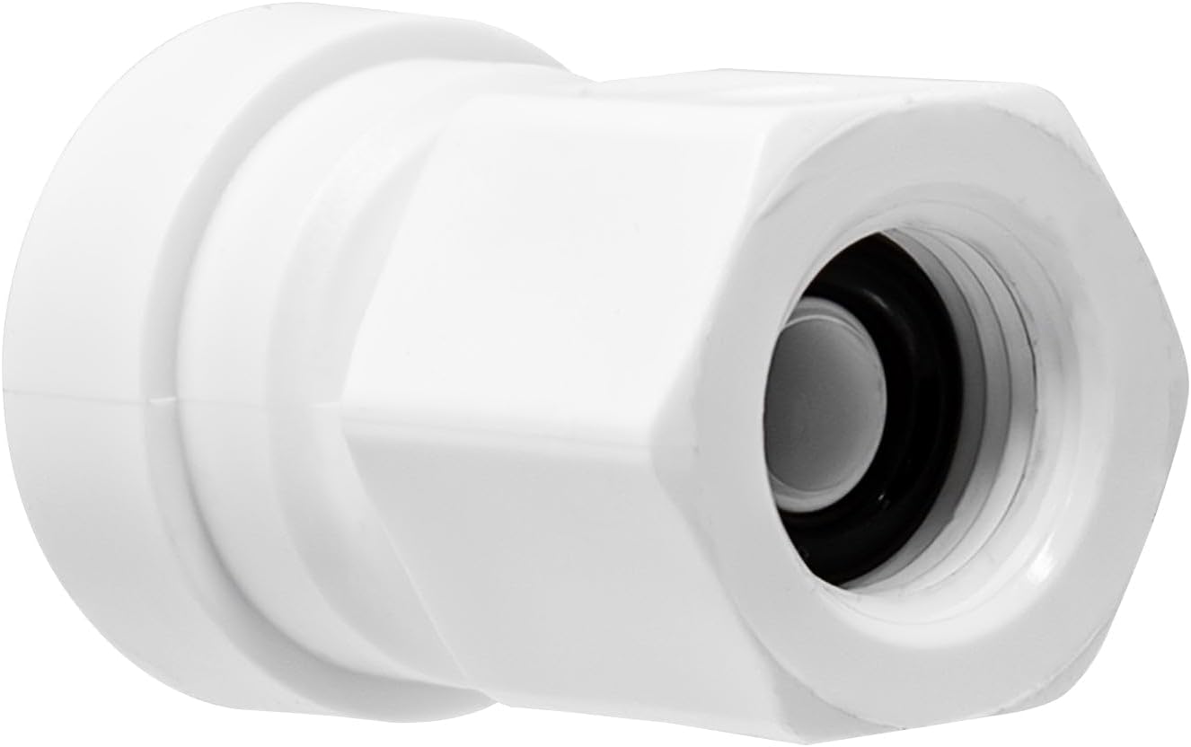 Metpure 1/4" OD Quick Connect x 1/4" Comp (7/16" UNS Thread) Female Faucet Adapter Fitting for Water Filtration RO Faucet Adapter. White.