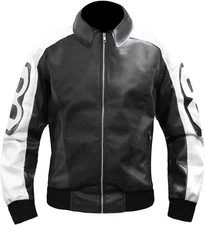 Image of 8 Pool Bomber Jacket- Faux Leather Seinfeld David Puddy Eight ball Lettermen Jacket - 90's Bomber Jacket