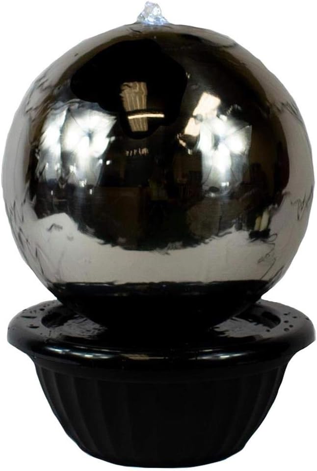 30cm Sphere Stainless Steel Water Feature with LED Lights