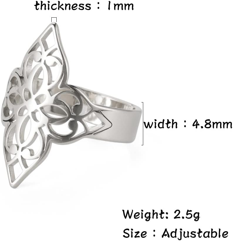 kkjoy Openwork Paper Cut Flower Ring Stainless Steel Adjustable Open Finger Rings Promise Ring Jewelry Gift for Women - Image 4